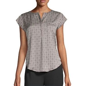 Liz Claiborne Woman's Petite Split Crew Neck Blouse